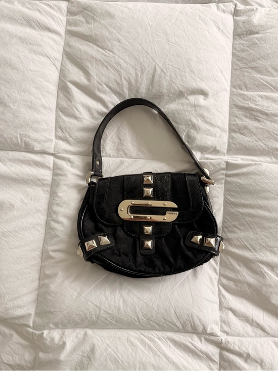Guess Handbags - Vintage Guess Black Shoulder Bag with Silver Stud Accents